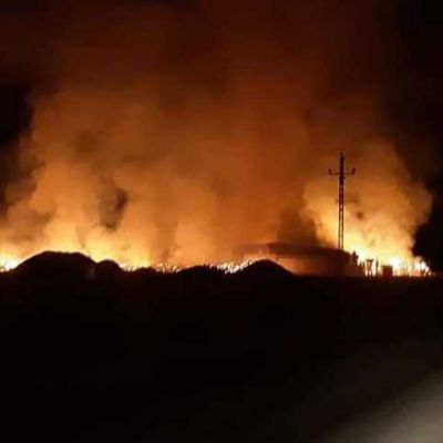 حريق بإحدى شركات الاستثمار الزراعي في شرق العوينات (صور)