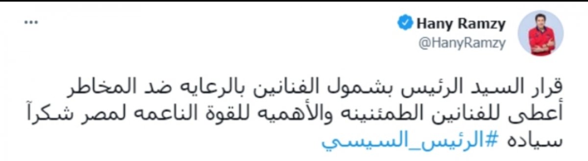 هاني رمزي " قرار السيد الرئيس أعطي الطمنائينة و الأهمية للقوي الناعمة " 