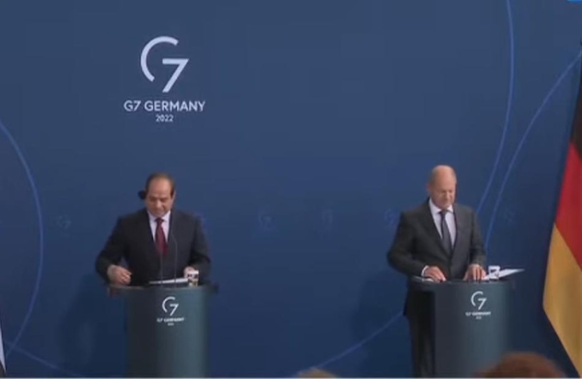 مؤتمر صحفى للرئيس السيسي والمستشار الألمانى بعد قليل