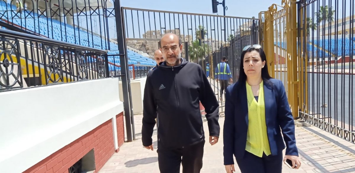 جهاد عامر: تزور إستاد الإسكندرية للتعرف على تصور توزيع الشباب المتطوعين بالإستاد