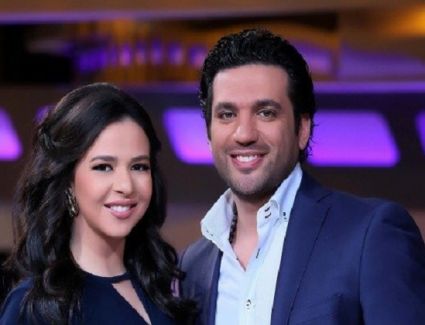 on e"، مساء اليوم الخميس، كلا من الفنانين، حسن الرداد، وزوجته إيمى سمير غانم.