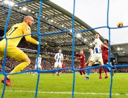 محمد صلاح يحرز الهدف الأول لليفربول فى مرمى برايتون