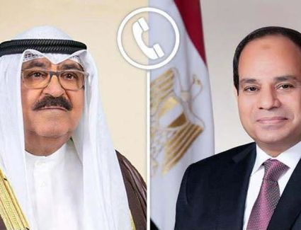 الرئيس السيسي يشيد بالقيادة الحكيمة لأمير الكويت في إدارة الظروف الإقليمية الراهنة